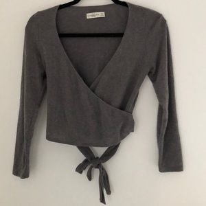 Gray Wrap Crop Top